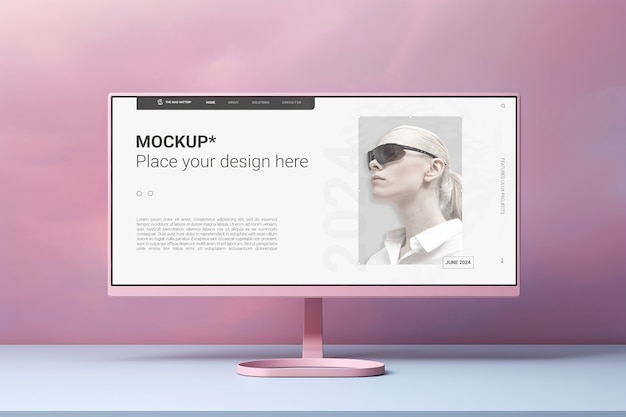 PSD monitor on desk mockup