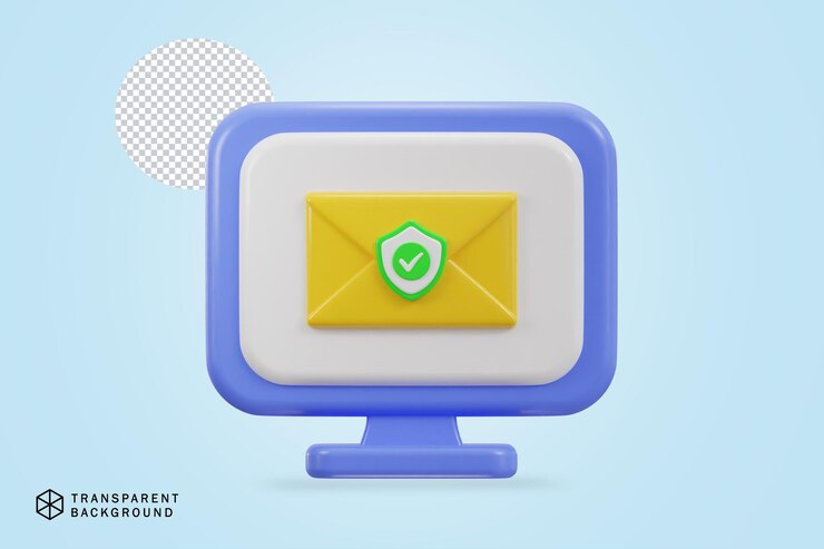 PSD monitor display and envelope mail verified icon