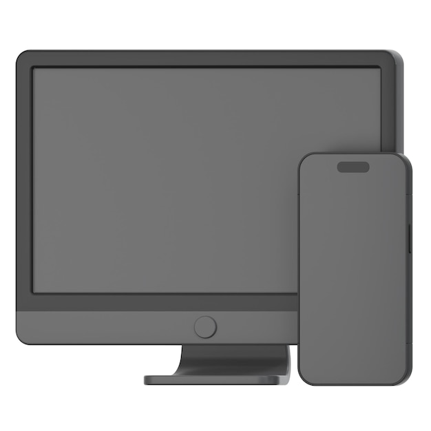 monitor i smartfon 3D Ilustracja ikony