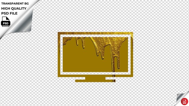 PSD monitor ios gouden kleur gesmolten verf psd transparent