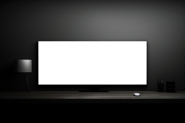Monitor op bureau mockup