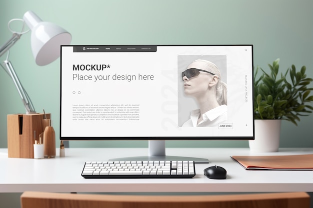 PSD monitor op bureau mockup