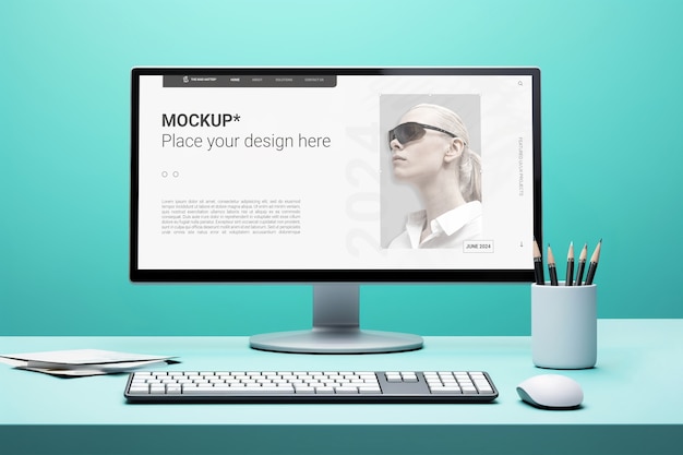 Monitor op bureau mockup