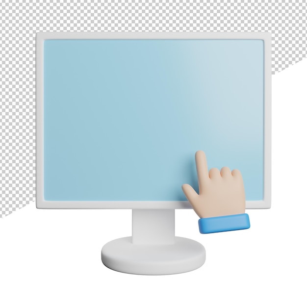 모니터 포인터 손 전면 보기 투명 배경에 3d 렌더링 아이콘 그림