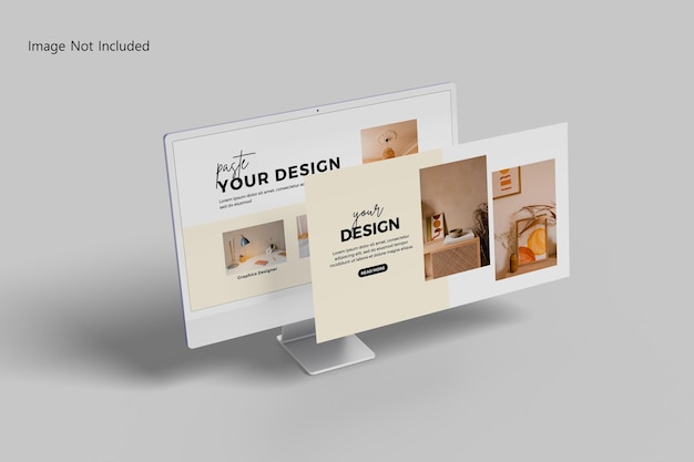 Monitor screen mockup 3d rendering