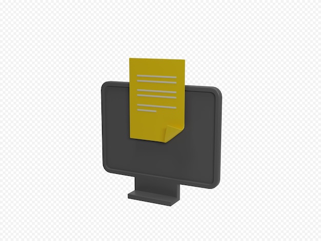 Monitor wit checklist 3D-rendering pictogram met transparante achtergrond