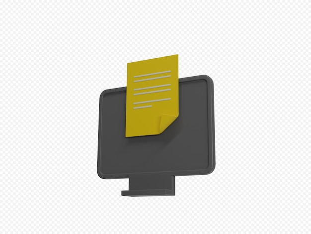 Monitor wit checklist 3D-rendering pictogram met transparante achtergrond
