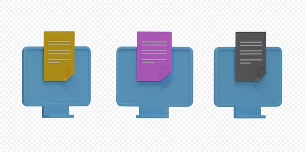 Monitor wit checklist 3d-rendering pictogram met transparante achtergrond