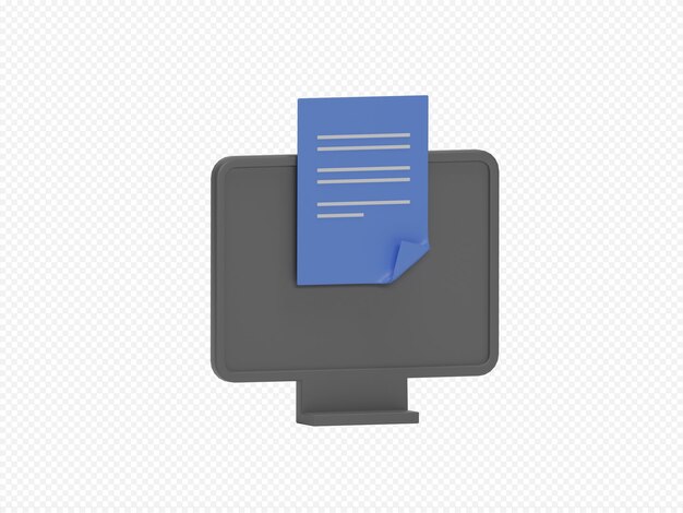 Monitor wit checklist 3D-rendering pictogram met transparante achtergrond
