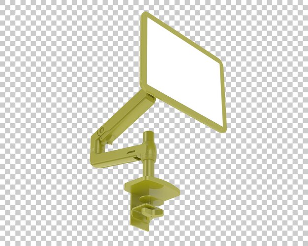 Monitor with arm isolated on transparent background 3d rendering illustration