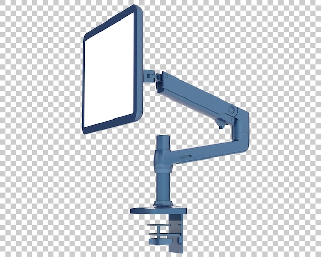 Monitor with arm isolated on transparent background 3d rendering illustration