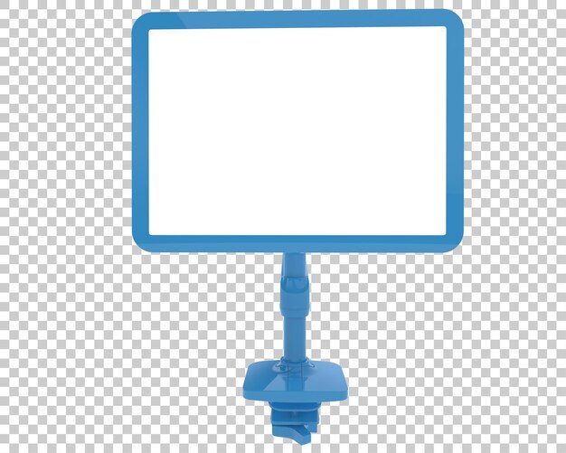 Monitor with arm isolated on transparent background 3d rendering illustration