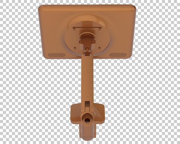 Monitor with arm isolated on transparent background 3d rendering illustration