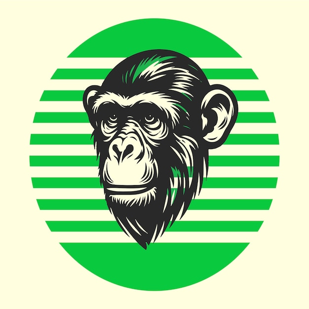 monkey face with angry and funny illustration monkey head logo vector monkey face logo tshirt design
