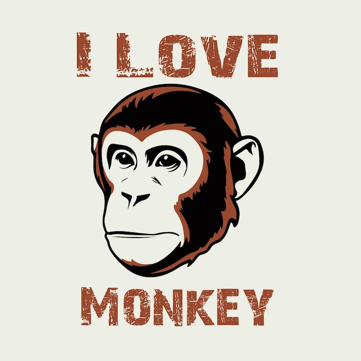PSD monkey face with angry and funny illustration monkey head logo vector monkey face logo tshirt design