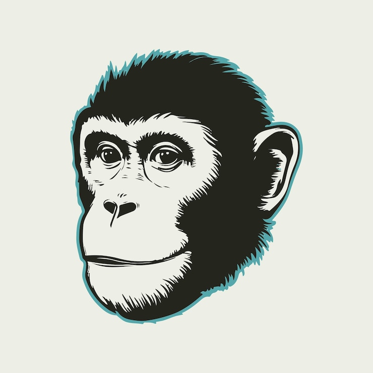 PSD monkey face with angry and funny illustration monkey head logo vector monkey face logo tshirt design