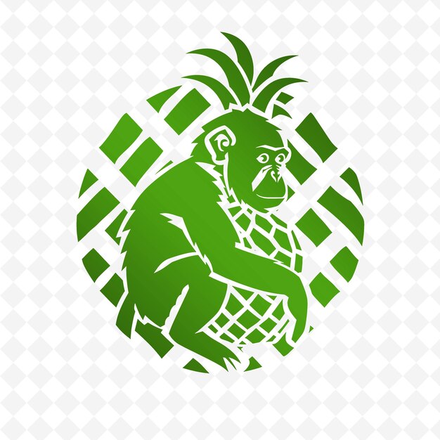 PSD a monkey in a pineapple with a green background