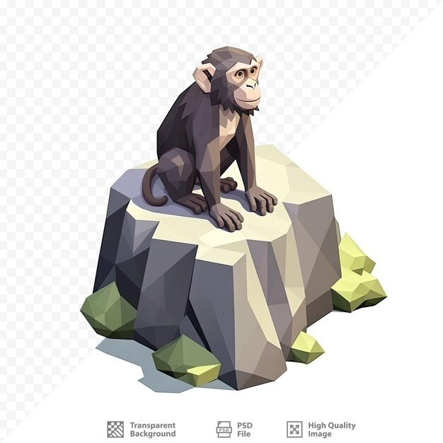 PSD a monkey sits on a rock with the words 