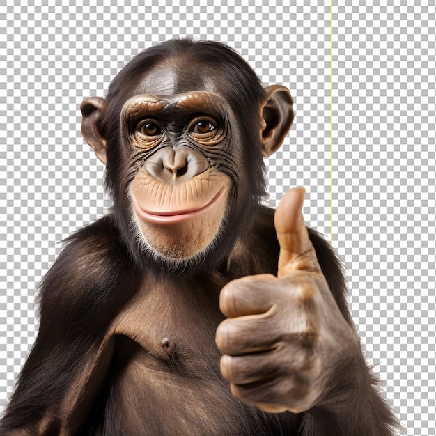 PSD monkey thumbs up on transparent background