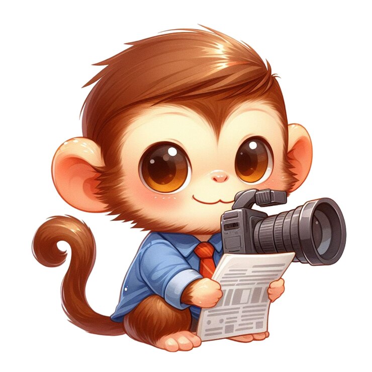 PSD a monkey with a camera and a picture of a monkey with a camera in his hand
