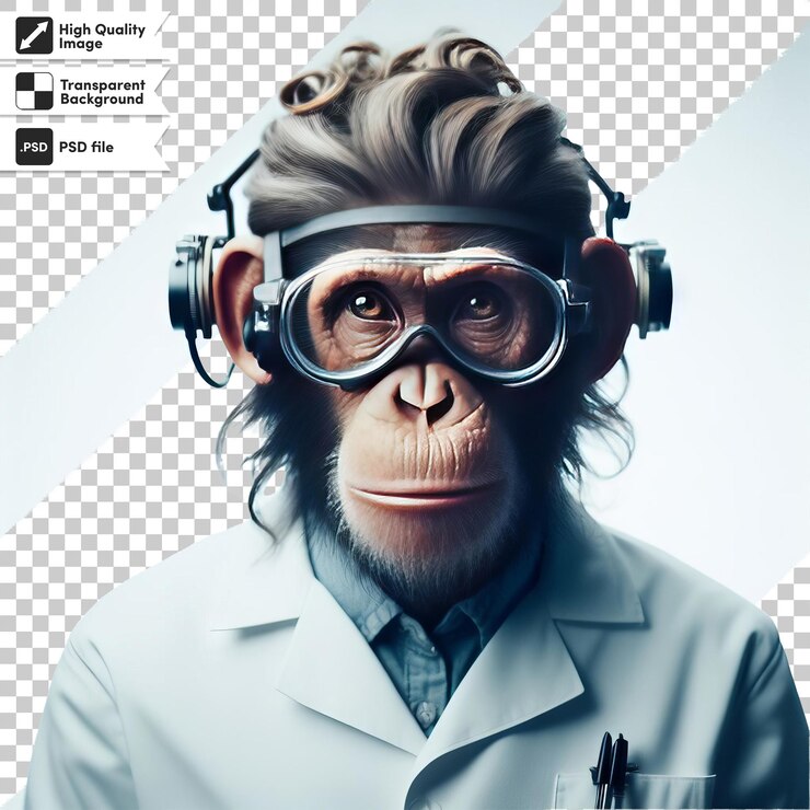 PSD a monkey with a mask on it that says a monkey on it