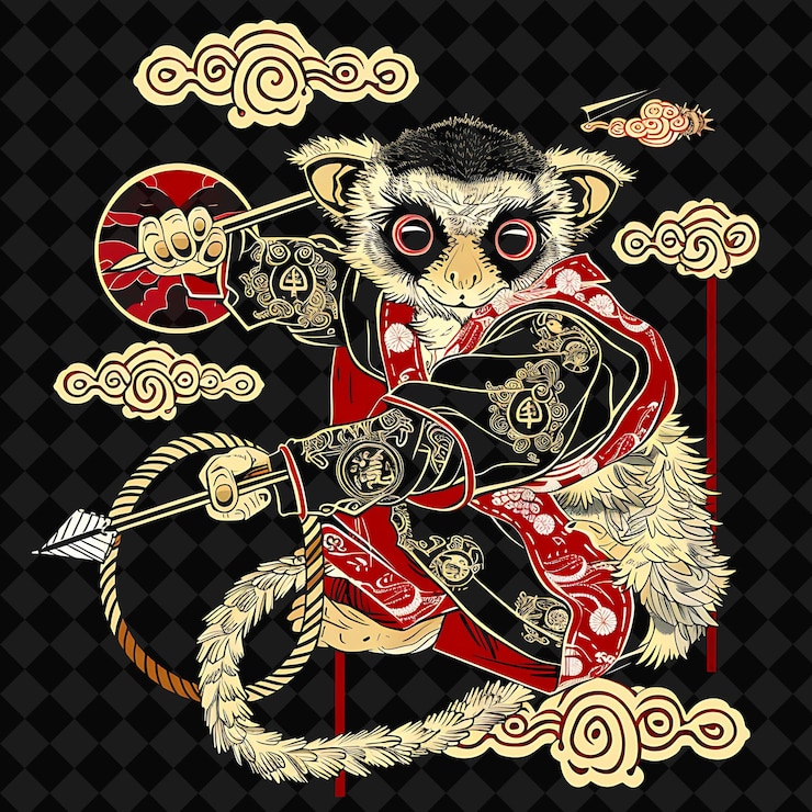 PSD a monkey with a sword and a sword in his hand