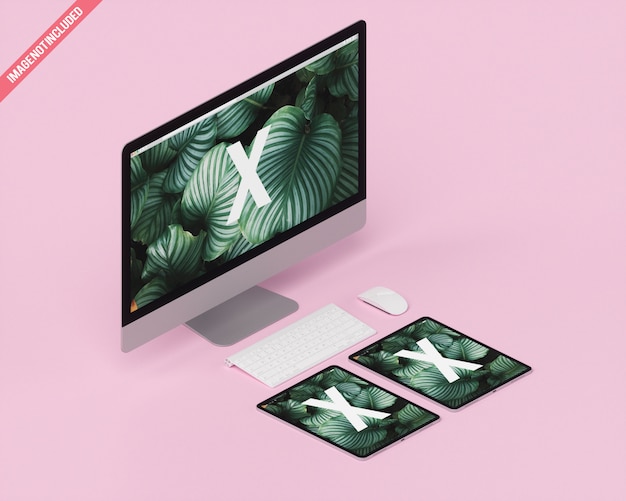 PSD mockup di dispositivi monocolore