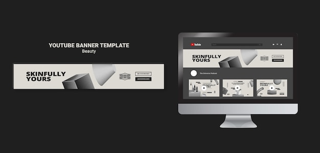 PSD 単色スキンケアyoutubeバナー