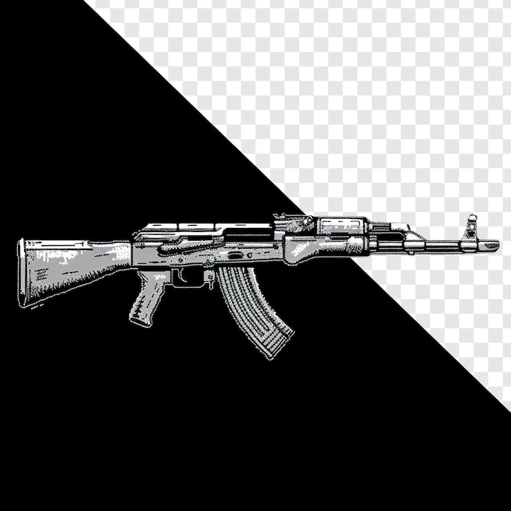 PSD monochrome ak47 pixel art low resolution isolated