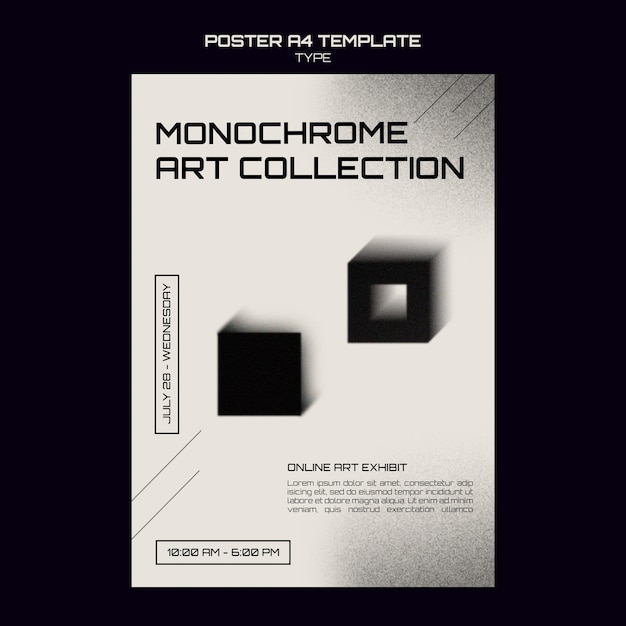 PSD monochrome art print template