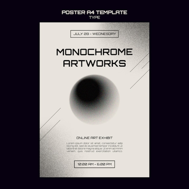 PSD monochrome art print template