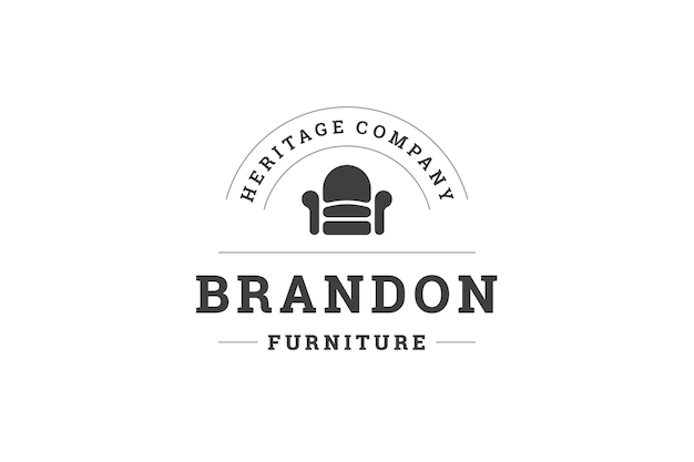 Monochrome comfortabele fauteuil vintage logo ontwerp sjabloon