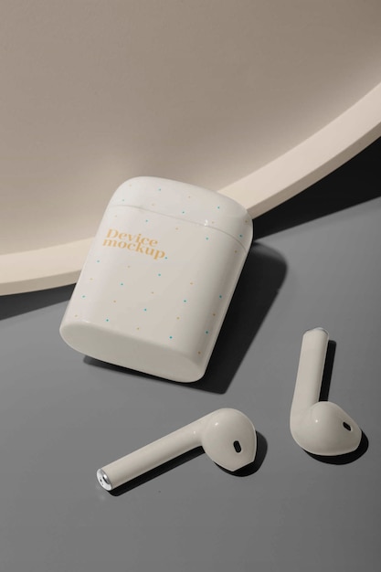 Monochrome  earphones mockup