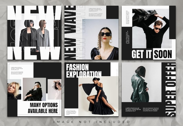 PSD monochrome fashion poster social media template