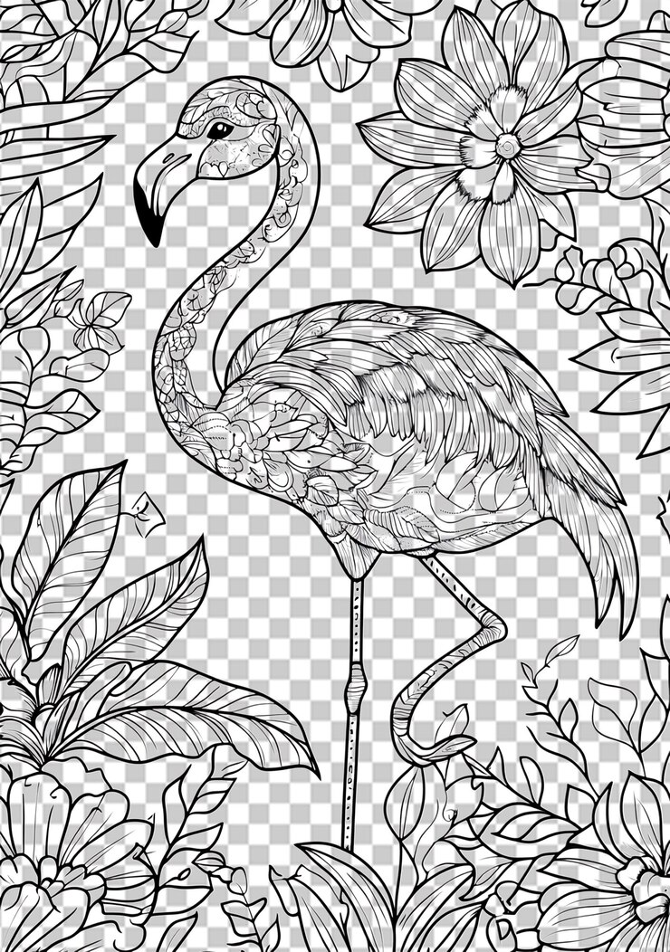 PSD 単色のフラミンゴのイラスト
