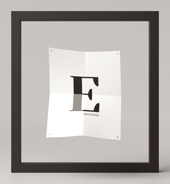 PSD monochrome folded paper poster mock-up design