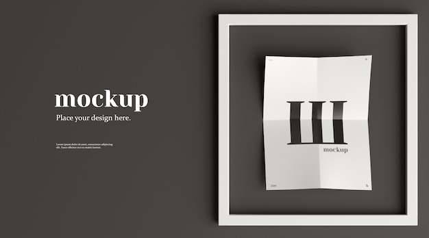 PSD monochrome folded paper poster mock-up design