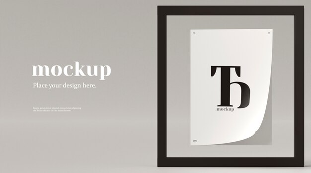 PSD monochrome folded paper poster mock-up design