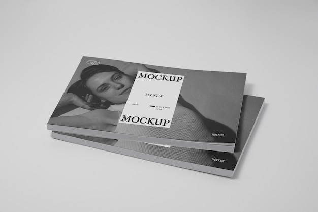 PSD monochrome photo album mock-up in landscape format