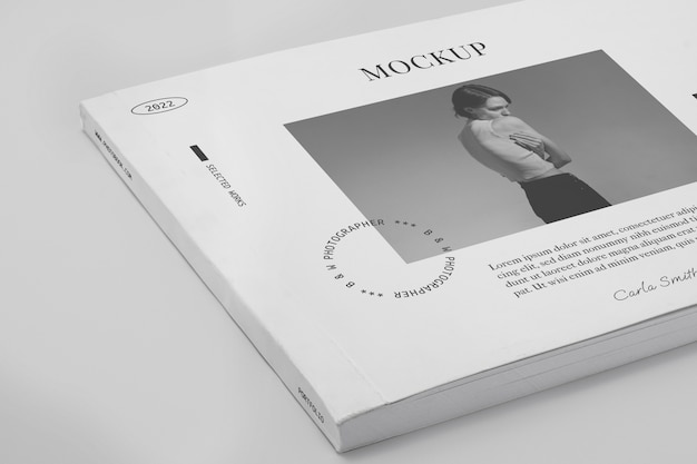 PSD monochrome photo album mock-up in landscape format