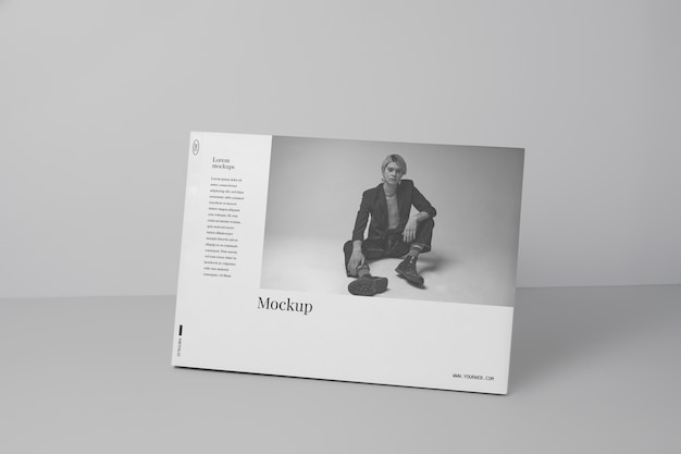 PSD monochrome photo album mock-up in landscape format