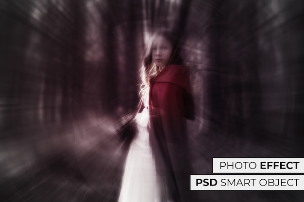 PSD monochrome portrait of woman with chromatic edge effect