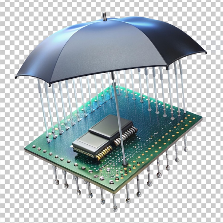 PSD monsoon proof electronics on transparent background