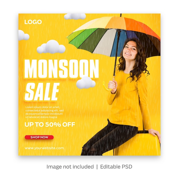 PSD Шаблон распродажи в сезон дождей