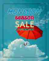 PSD monsoon season sale composizione monsoon offer happy monsoon big monsoon sale per il design dei social media