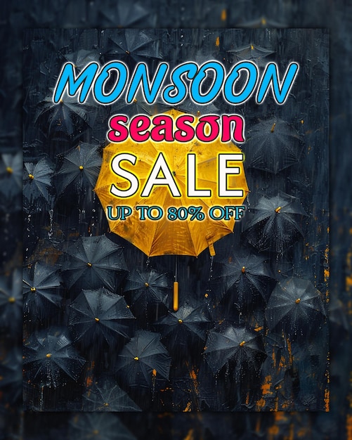 PSD monsoon season sale composition monsoon offer happy monsoon big monsoon sale for social media design