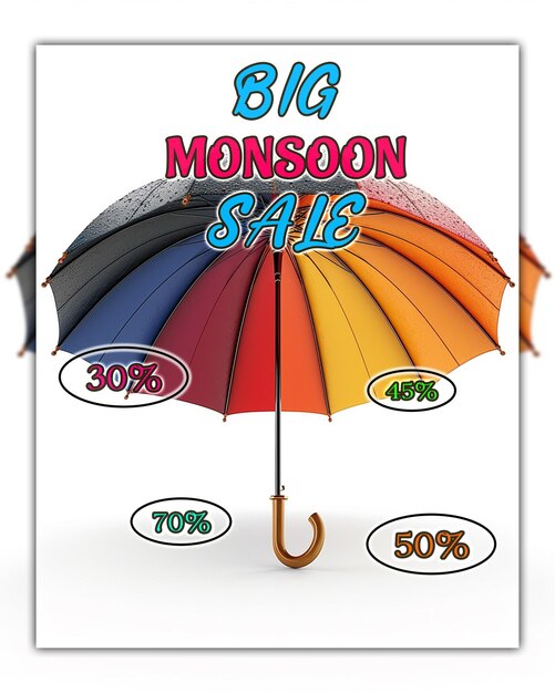 PSD monsoon season sale composition monsoon offer happy monsoon big monsoon sale for social media design