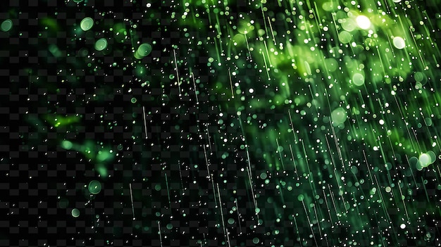 PSD monsoon shining rain with monsoon droplets and green tropica png neon light effect y2k collection
