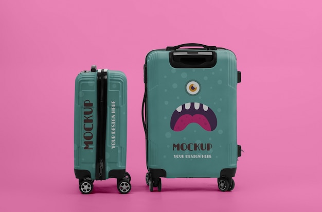 PSD monster luggage mockup design