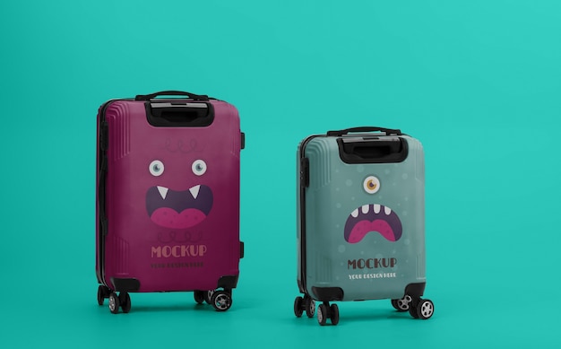 PSD monster luggage mockup design